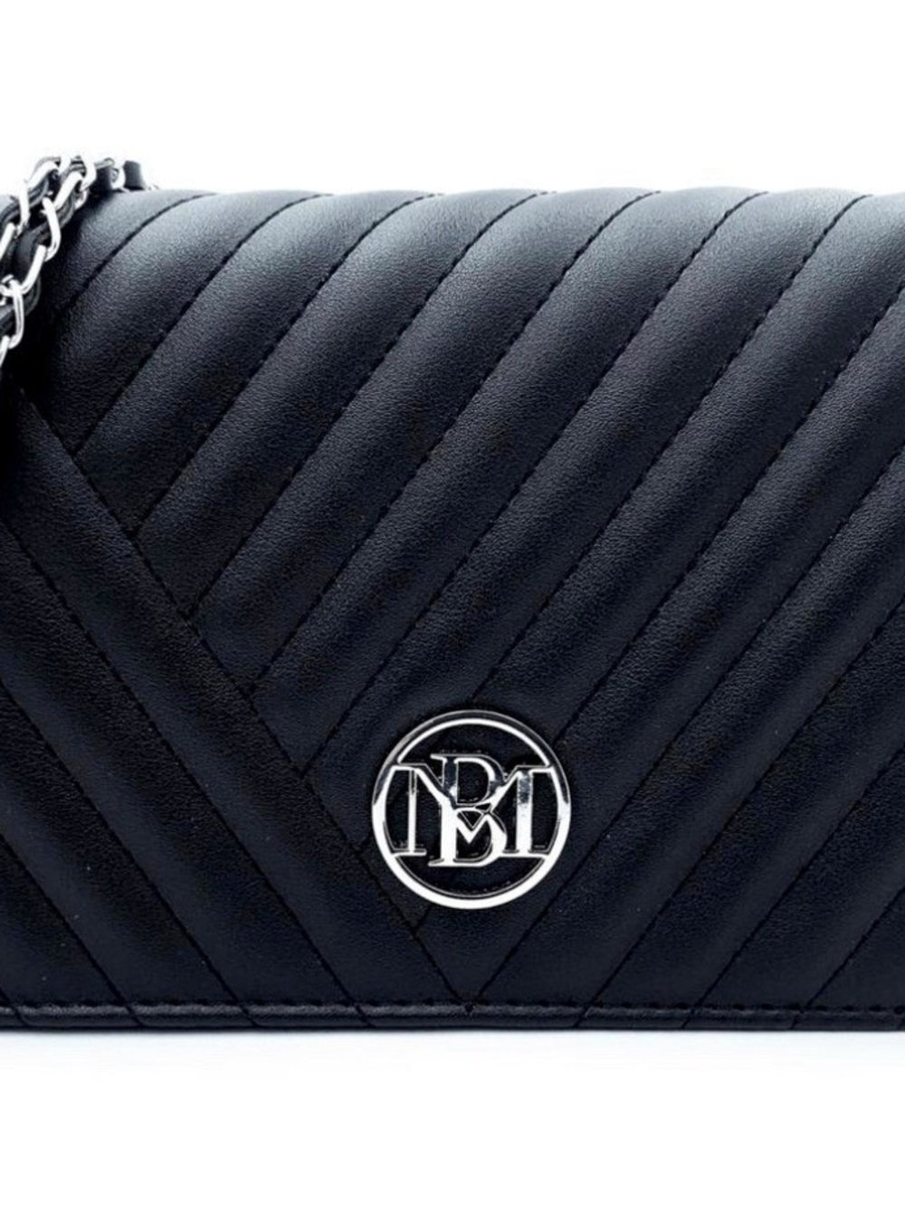 Black Quilted Crossbody Bag with Chain Strap